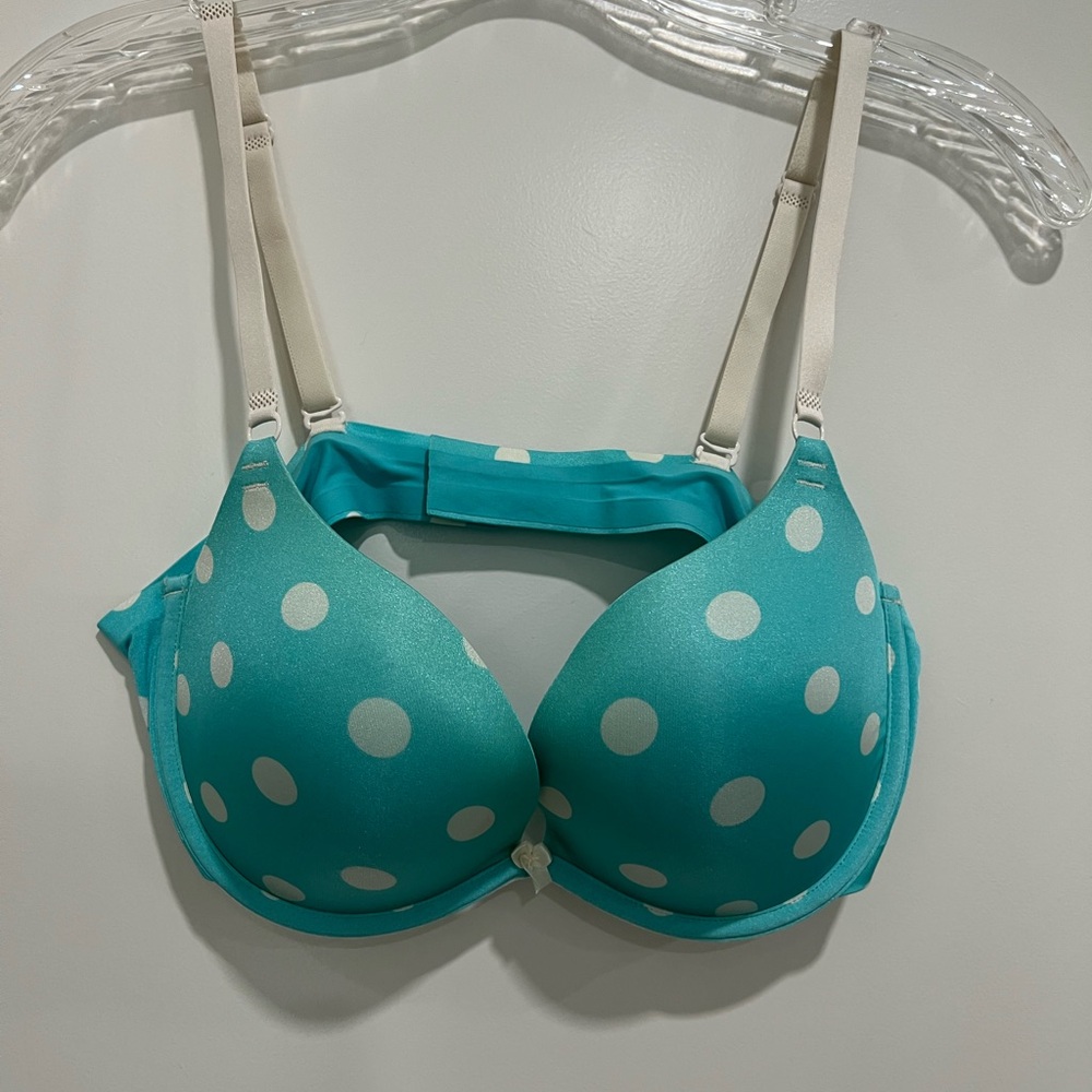 Victoria's Secret Teal and White Polka Dot Bra